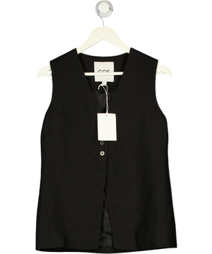 COS Black Longline Linen-blend Waistcoat UK 8
