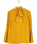 MICHAEL Michael Kors Mustard Yellow Tie Neck 100% Silk Blouse UK S