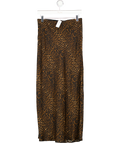 GAP Brown Leopard Print Maxi Satin Slip Skirt UK S