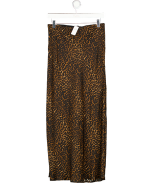 GAP Brown Leopard Print Maxi Satin Slip Skirt UK S