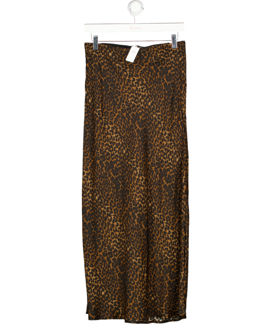 GAP Brown Leopard Print Maxi Satin Slip Skirt UK S