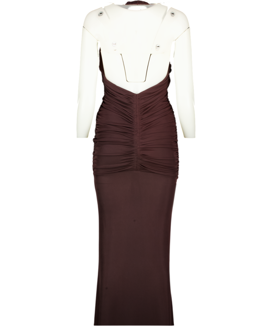 WHITE FOX Burgundy Red Halter Maxi Dress UK S