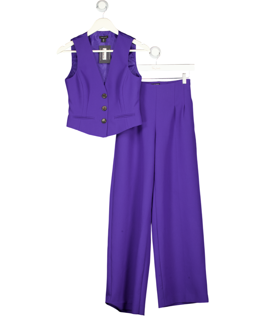 KAREN MILLEN 2-piece Purple Clean Tailored Waistcoat And Wide Leg Trouser Set UK 8