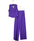 KAREN MILLEN 2-piece Purple Clean Tailored Waistcoat And Wide Leg Trouser Set UK 8