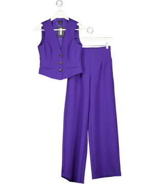 KAREN MILLEN 2-piece Purple Clean Tailored Waistcoat And Wide Leg Trouser Set UK 8