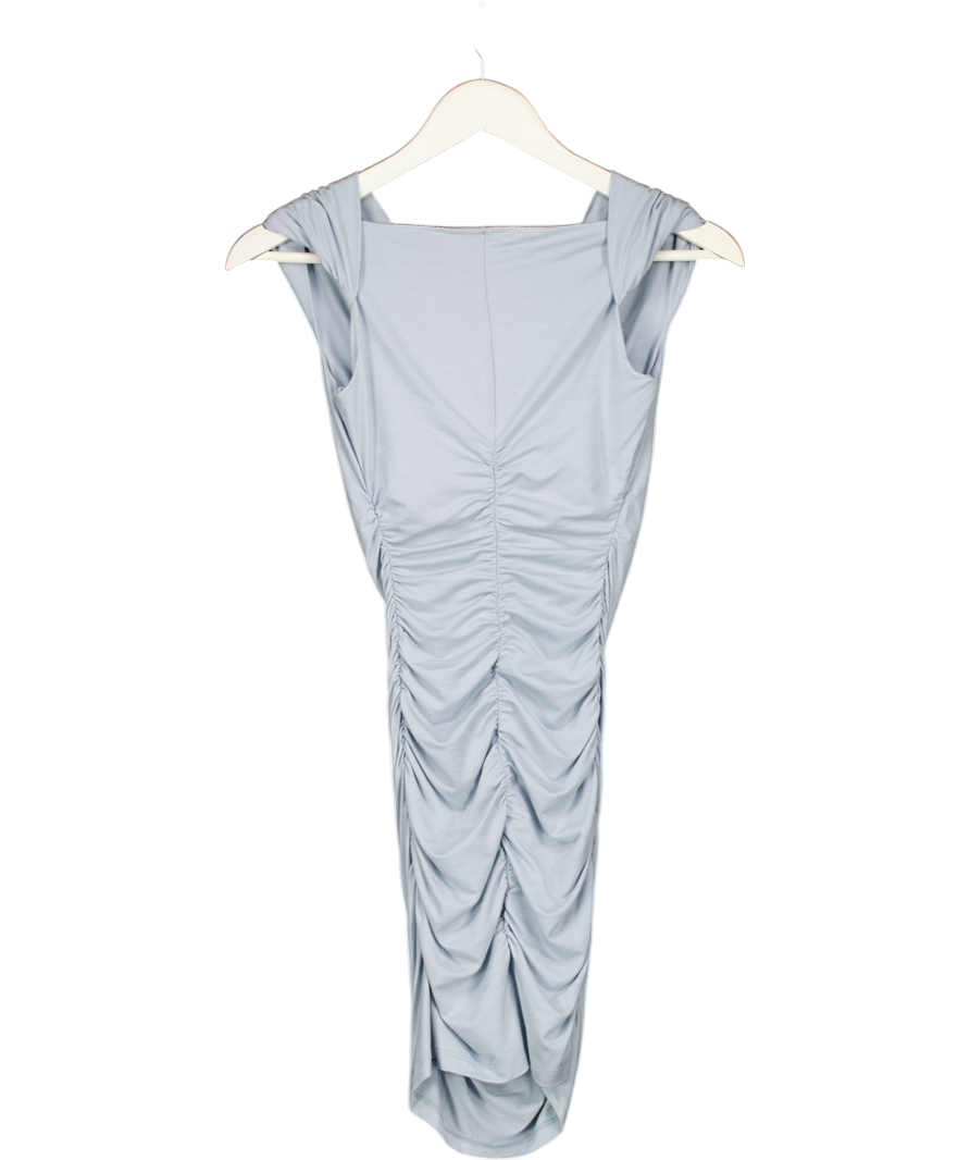 REFORMATION Blue Jersey Ruched Bardot Mini Dress UK XS