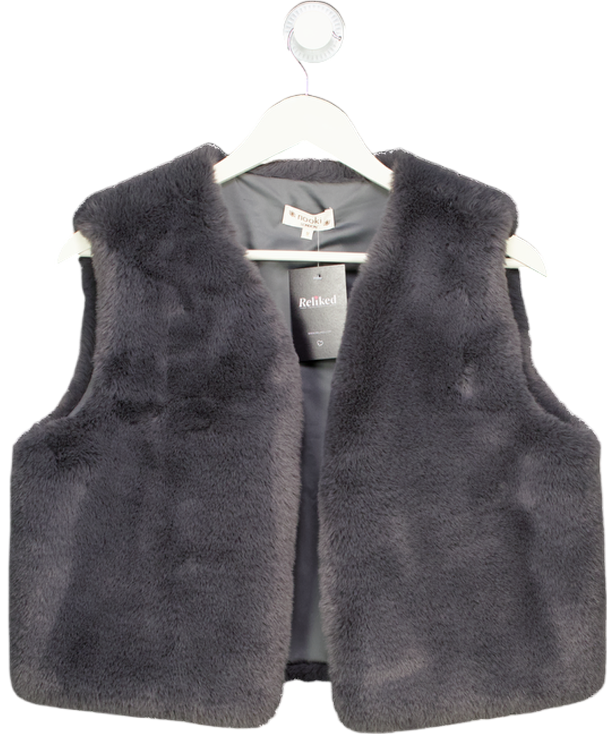 NOOKI LONDON Grey Luxury Faux Fur Gilet UK M