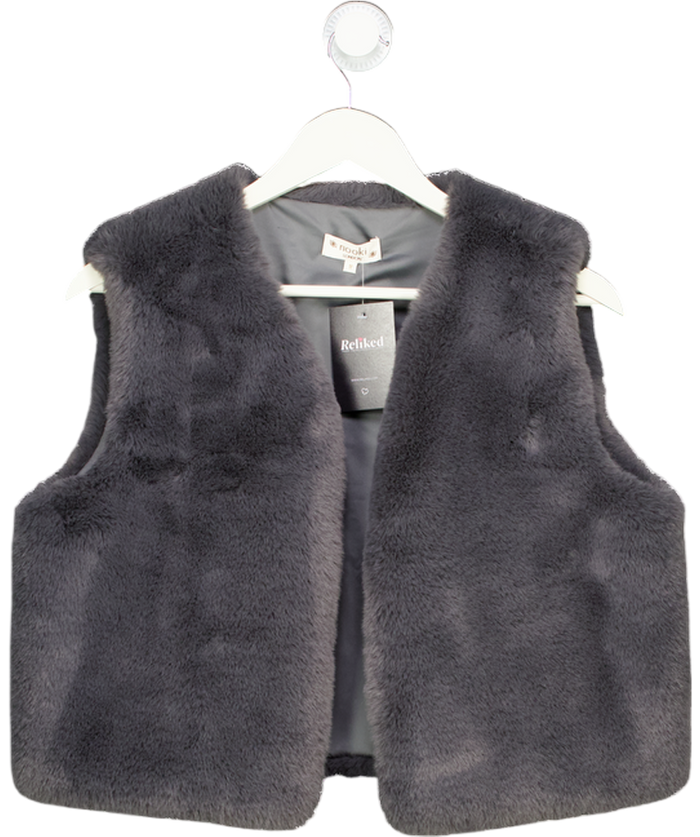 NOOKI LONDON Grey Luxury Faux Fur Gilet UK M