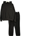 HOUSE OF CB Black Moss Cotton Fleece-back Oversized Hoodie & Joggers UK XL