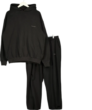 HOUSE OF CB Black Moss Cotton Fleece-back Oversized Hoodie & Joggers UK XL