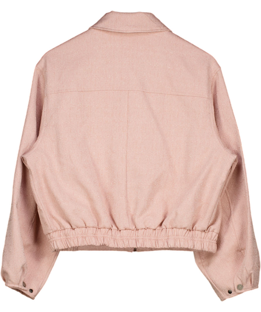 RIVER ISLAND Pink Funnel Neck Bubble Hem Bomber Jacket UK 6