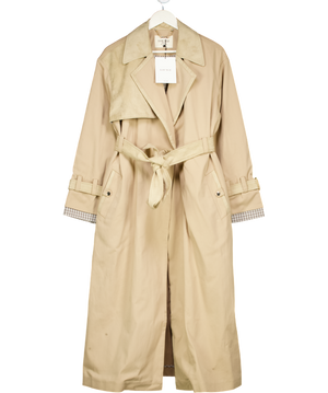 LOUNGE Beige Suedette Trim Trench Coat UK 10