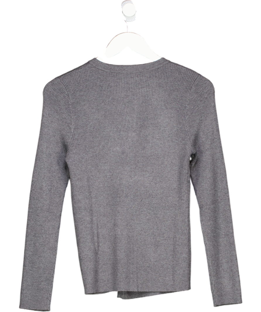 Self Who Grey Knitted Cardigan Sweater UK S