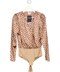 L'agence Beige Brenda Puff Sleeve Bodysuit UK S