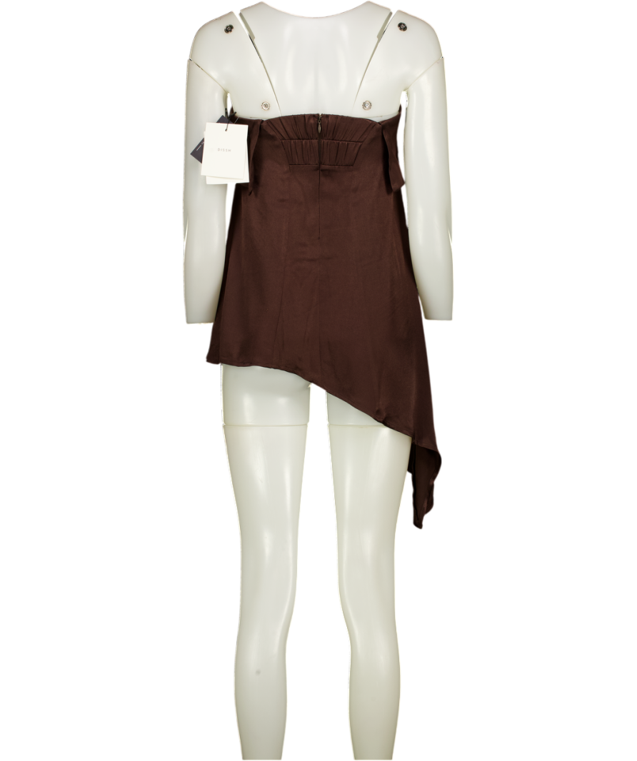 DISSH Brown Sander Bitter Choc Strapless Satin Top UK 6