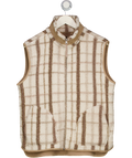 CHELSEA PEERS Borg Fleece Plaid Reversible Gilet, Off White/brown UK S
