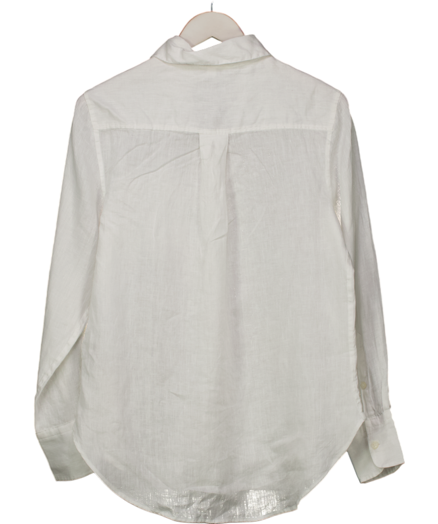 REISS Belle Linen Button-through Shirt In White UK 8