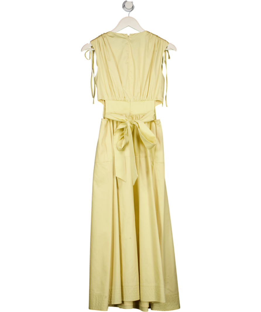MINT VELVET Yellow Premium Mint Ruched Waist Detail Midi Dress UK 8