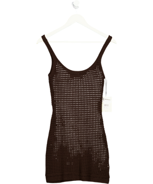 VENROY Dark Chocolate Brown Crochet Cami Mini Dress UK XS