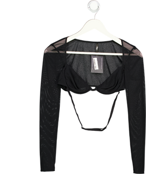 ZARA Black Extreme Mesh Crop Top UK S