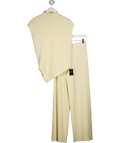 Karen Millen 2-piece Cream Soft Ribbed Asymmetric Hem Knitted Top And Trouser Set UK S