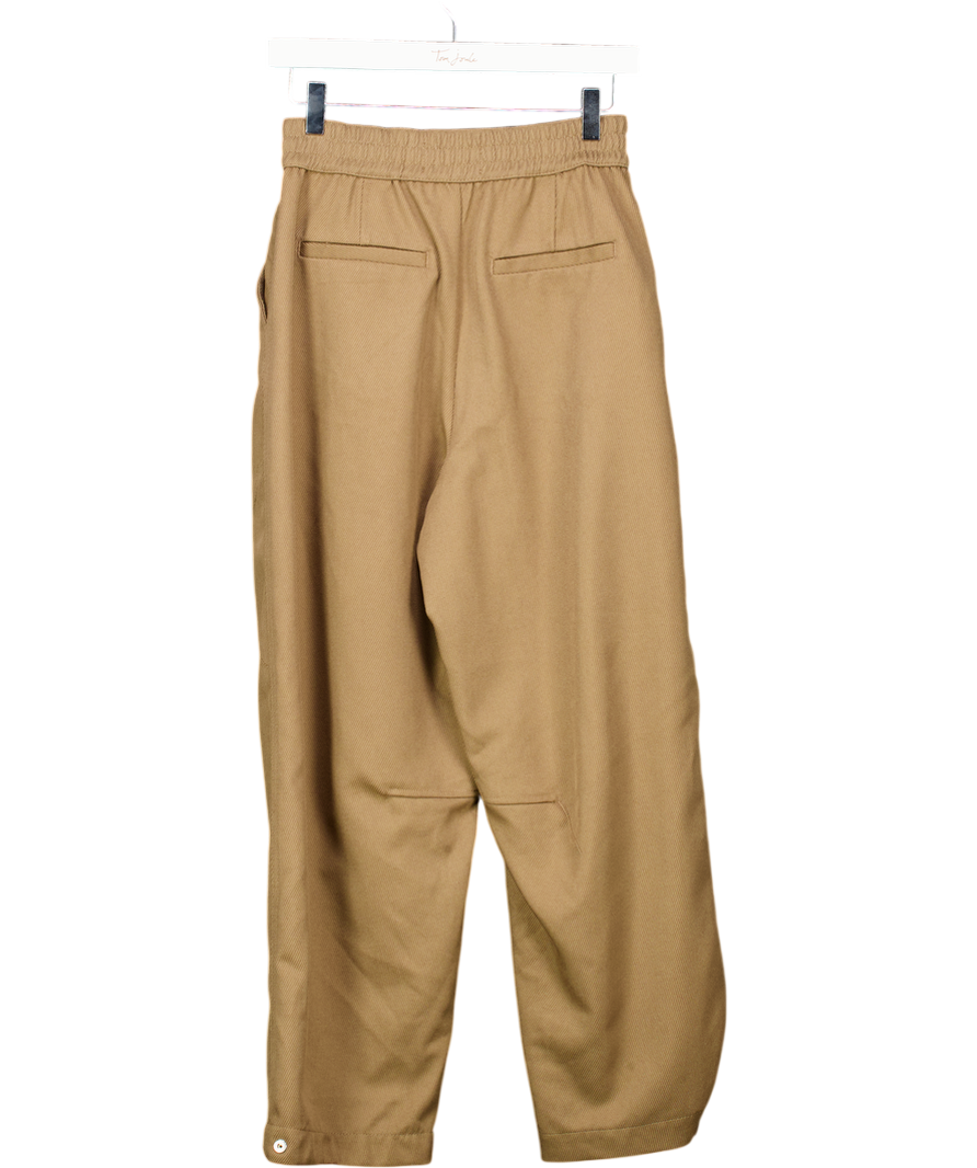 ZARA Beige Carrot Fit Trousers With Elastic Waist UK S