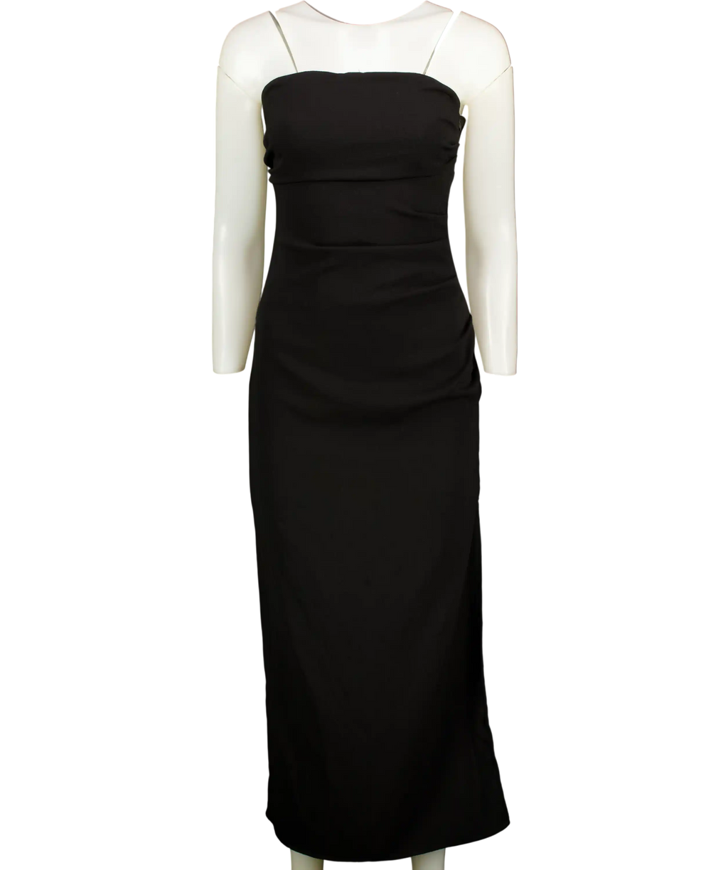 ZARA Black Strapless Tube Midi Dress UK M
