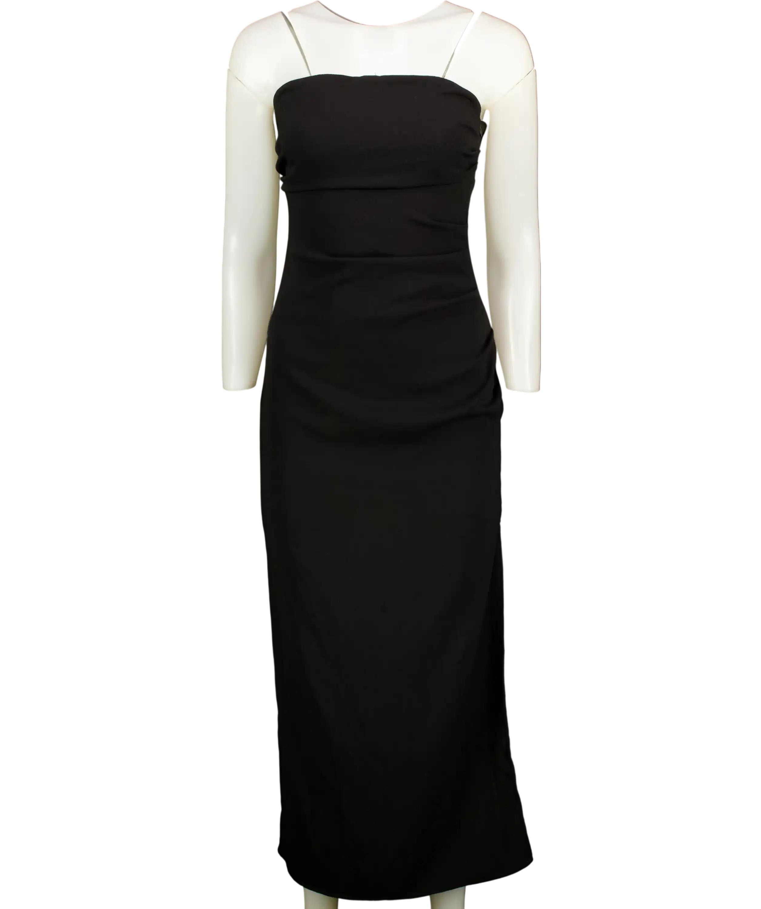 ZARA Black Strapless Tube Midi Dress UK M