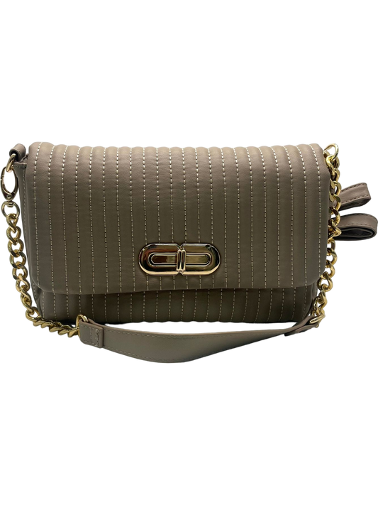 George Taupe Quilted Crossbody Bag With Chain Strap BNWT