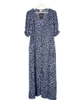SCAMP & DUDE Blue Cheetah Button Front Midi Tea Dress UK 20