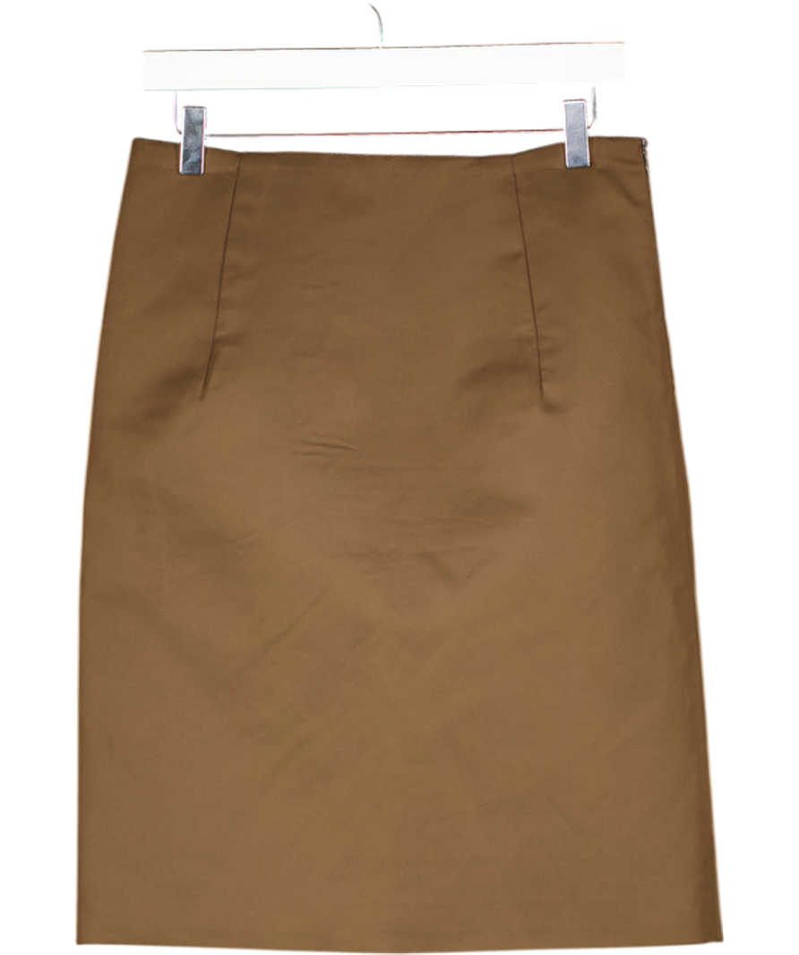 LII Brown Stiff Midi Skirt UK S