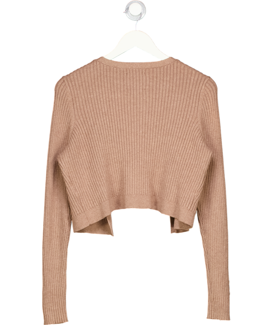Abercrombie & Fitch Brown Cropped Rib Knit Cardigan UK M