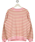WHITE FOX Cream Cream& Pink Striped Embroidered Logo Sweatshirt UK M/L