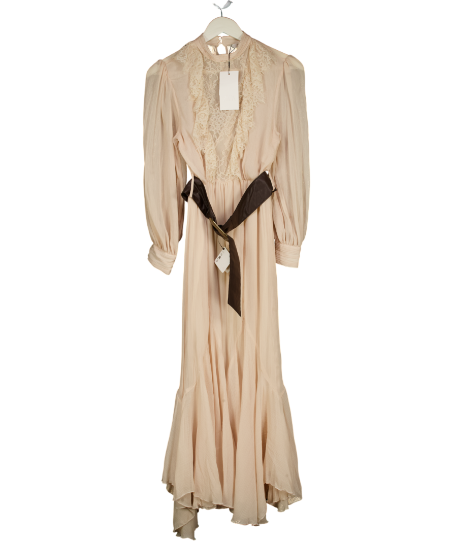 ZARA Cream Lace Front Chiffon Dress UK XS