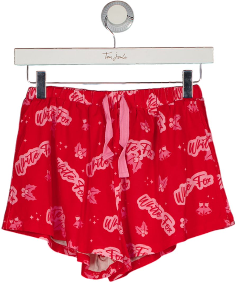 WHITE FOX Red Christmas Logo Shorts UK XS