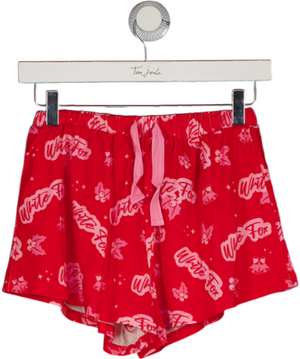 WHITE FOX Red Christmas Logo Shorts UK XS