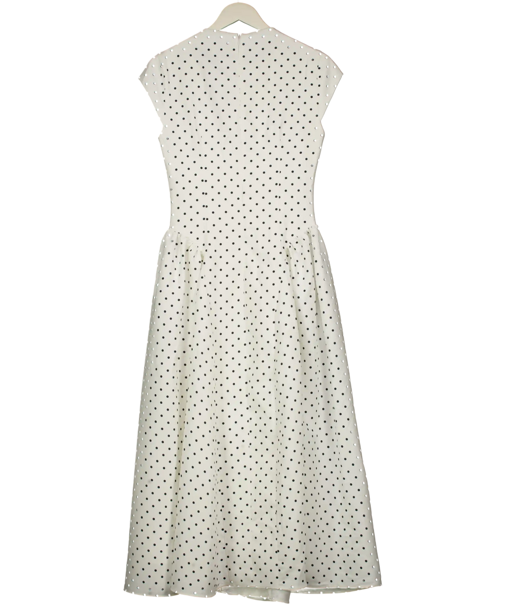 Odd Muse White Cap Sleeve Gathered Midi Dress UK M
