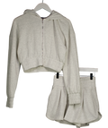 wanderdoll Grey Zip-up Hoodie And Jogger Short Set UK 6