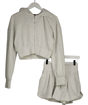 wanderdoll Grey Zip-up Hoodie And Jogger Short Set UK 6