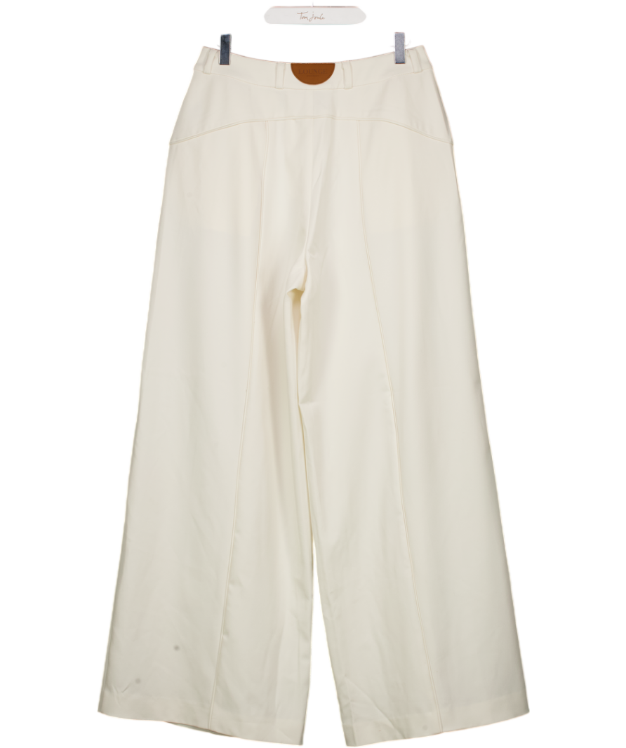 LOUNGE Off White Wide-leg Pleat Detail Trousers UK 10