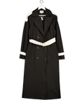 NA-KD Double Buttoned Trenchcoat - Black / Ivory UK 10