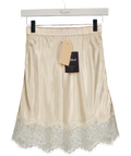 SINEAD KEARY Cream Satin Lace Hem Mini Skirt UK XS
