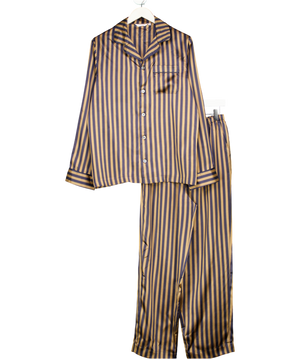 Derek Rose Blue Silk Striped Pyjamas UK S