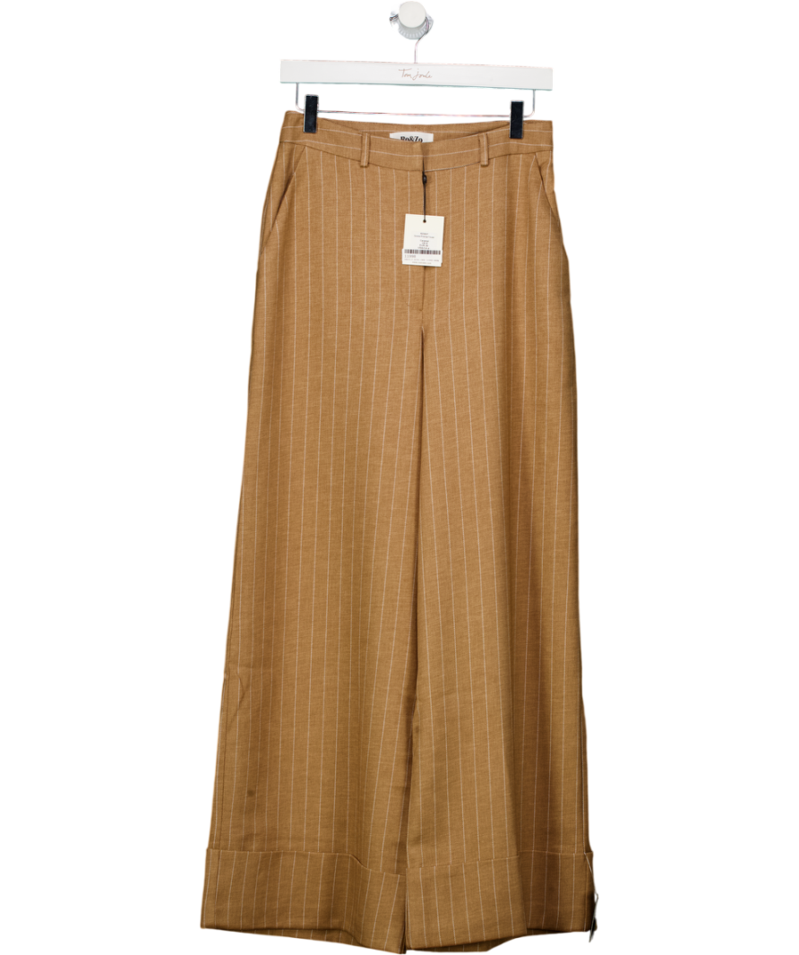 RO&ZO Beige Caramel Pinstripe Trouser UK 8
