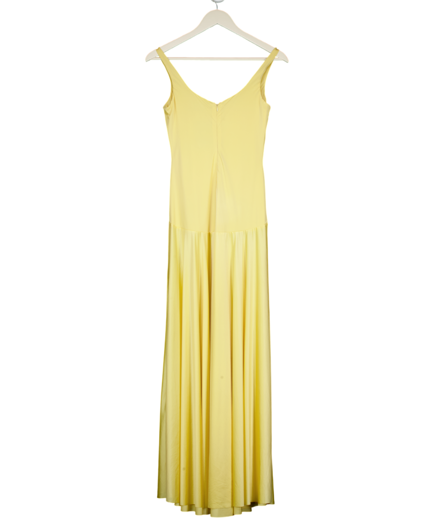 RARE LONDON Atin Scoop Neck Dropped Waist Maxi Dress In Butter Yellow UK 6