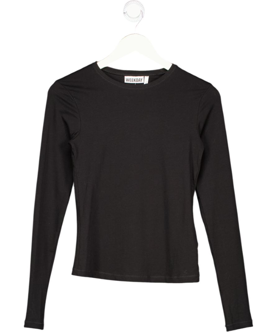 Weekday Black Long Sleeve Cotton Top UK S