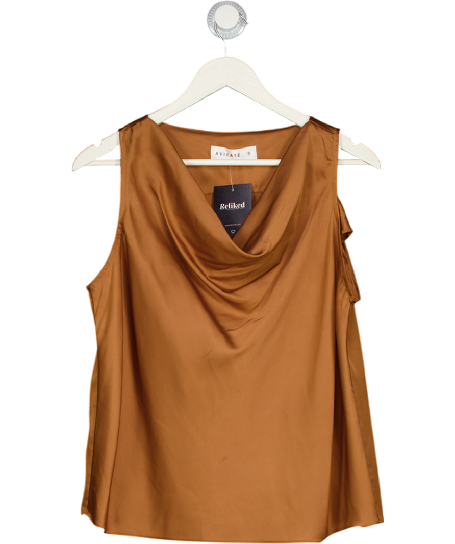 Avirate Brown Cowl Neck Sleeveless Top UK S