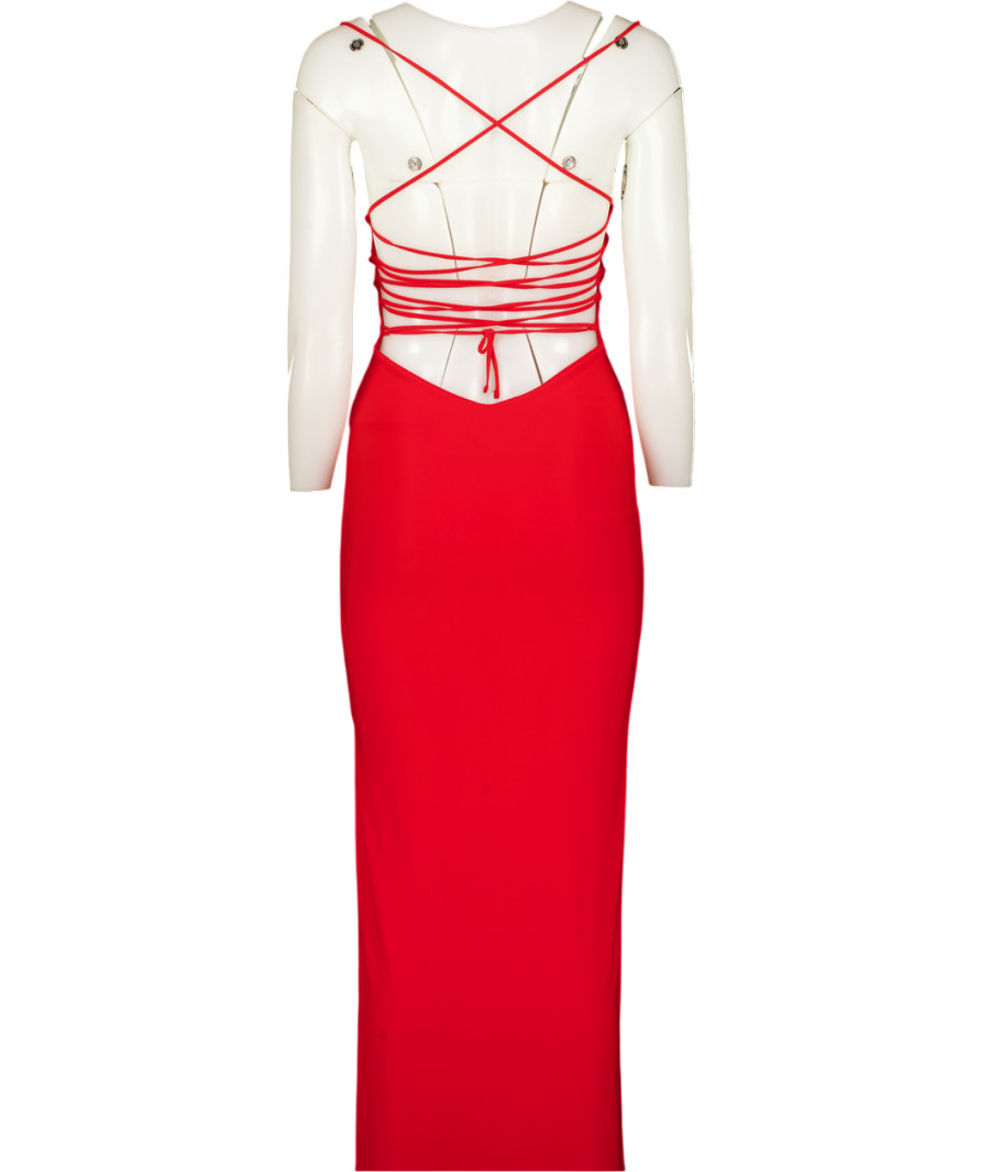 AYM STUDIOS Red Laced Back Maxi Dress UK XS