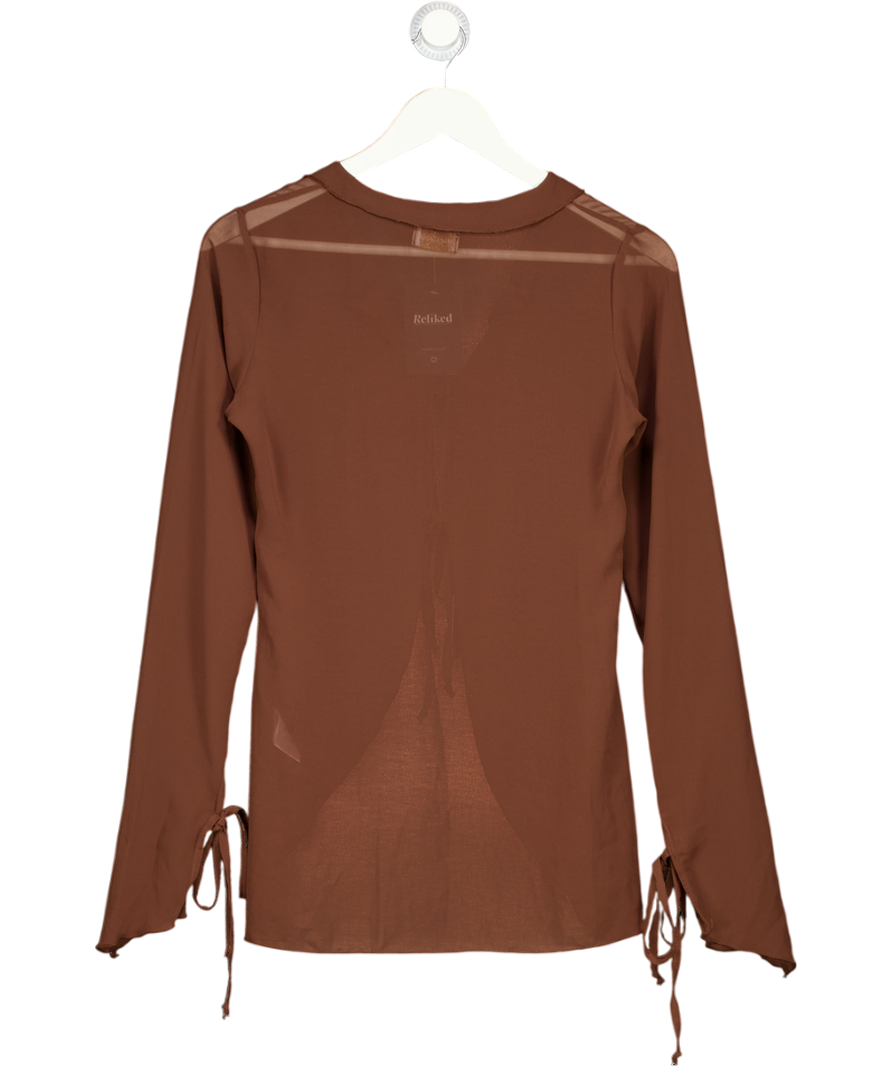 GRACEJACOB Brown Coco Semi-sheer Chiffon Shirt UK M