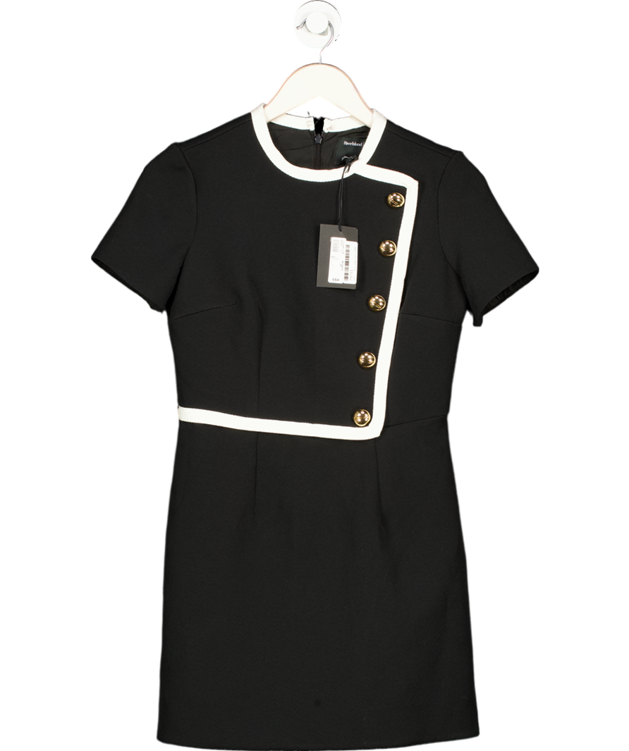 River Island Black Contrast Tipped Mini Shift Dress UK 6